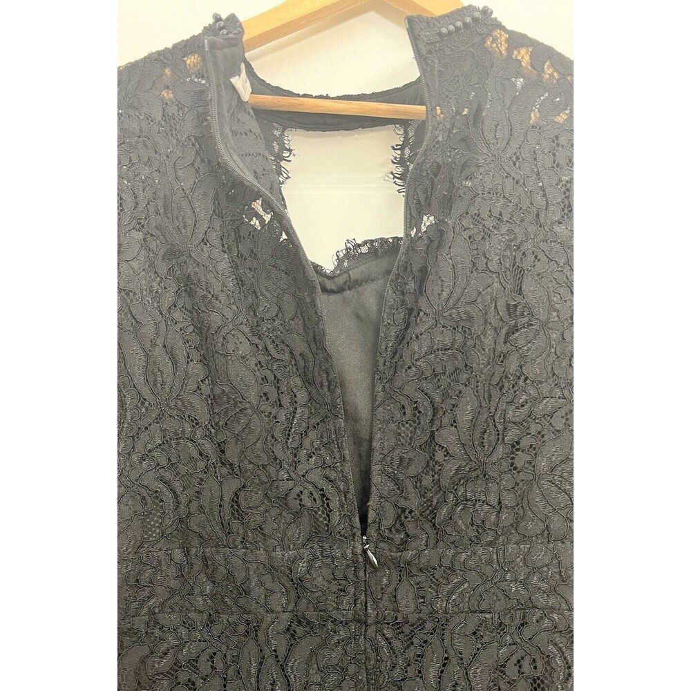 Whimsigoth Black Crochet Floral Lace Long Sleeve Midi Dress Sz  L Beaded Siryun - Picture 11 of 16